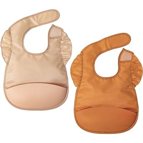 Tiny Twinkle Silicone Pocket Bibs - Waterproof, Food Catching, Mess-Proof Bibs for 6-24 Months Baby Boy and Girl, Toddlers