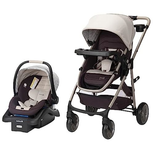 Safety 1st Deluxe Grow and Go Travel System Stroller and Car Seat Combo, 8-in-1 Travel System, Weight Capacity 4-30 lbs, Dunes Edge