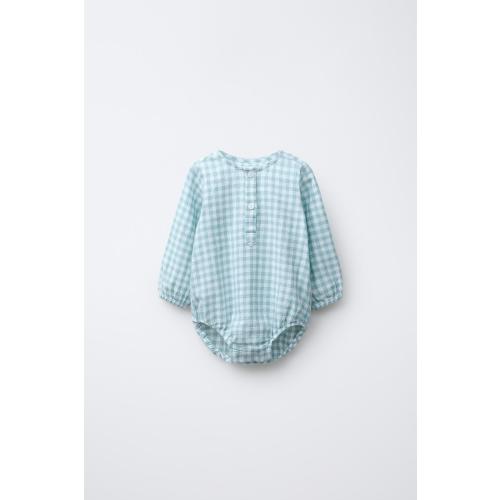 GINGHAM BODYSUIT - Sea green