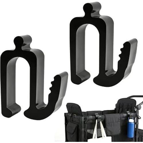 2-Pack Wagon Side Hooks for Wonderfold Wagon W2 & W4, Multipurpose Clip-On Hooks, 30KG Load Capacity, Space Saving Wagon Accessories for Balance Bikes, Diaper Bags & Travel Gear