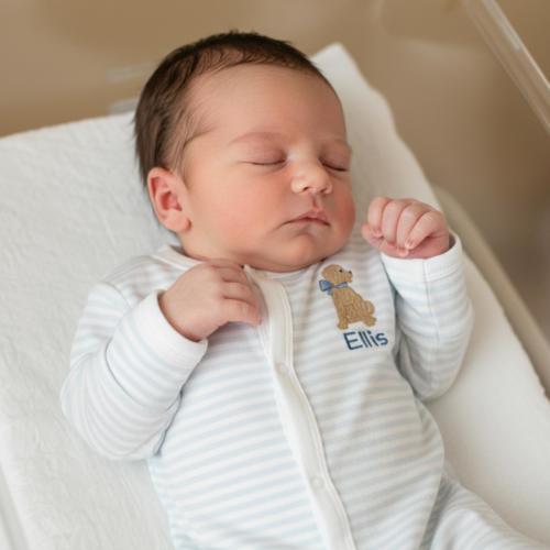 Personalized Baby Boy Clothes Monogrammed Baby Footie Golden Retriever Sleeper Newborn Baby Shower Gift Embroidered Name Baby Pajamas