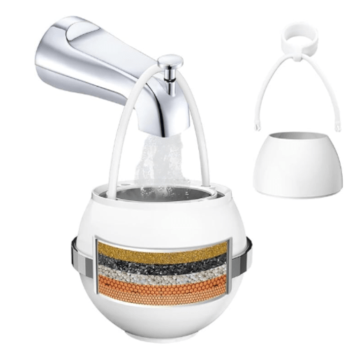 Bath Filter for Tub Faucet,Bathtub Kinder Water Filter,Hard Water Softener,Remove 99% Contaminants,Lead,Chlorine and Fluoride - Improves Skin, Hair and Nails Condition, White, BTBF-051