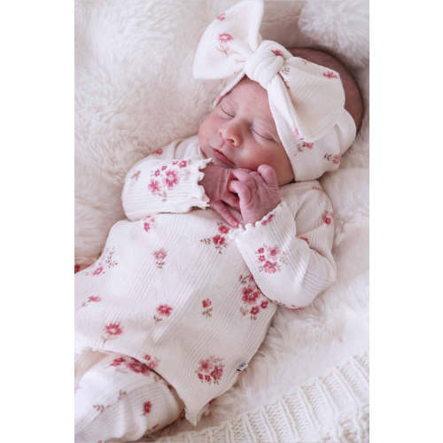 Precious Posies Pointelle Knit Large Bow Headwrap