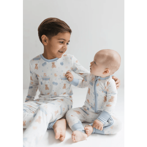 Blue Bath Time Zipper Romper – In My Jammers
