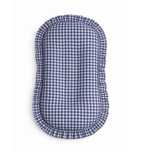 Navy Gingham Ruffle Baby Lounger Cover