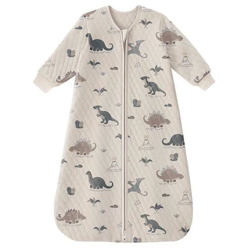 Yoofoss Baby Sleep Sack 6-12 Months 1.0 Tog Long Sleeve Sleep Sack Organic Cotton Wearable Blanket for Infants 2-Way Zipper Quilted Sleeping Sacks(Medium)