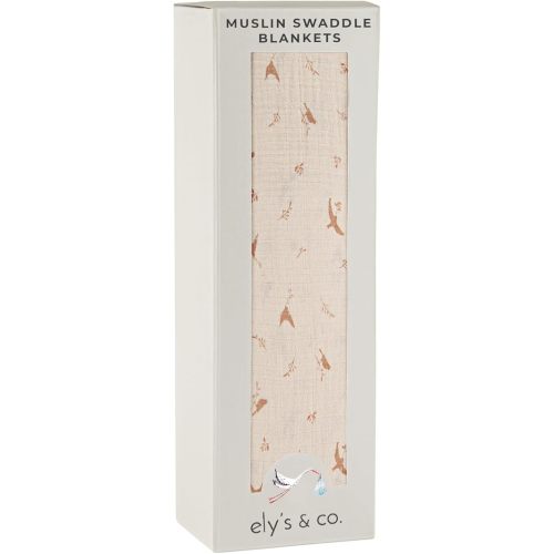 Ely's & Co. Muslin Swaddle Blankets 1-Pack for Baby Girl, 100% Cotton Muslin Extra Large Swaddle Receiving Blanket, 47”x47” (Pink Bird)