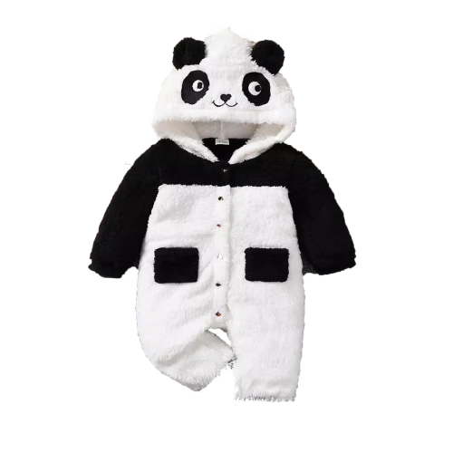 lnmuld Winter Outfits 2 Piece 2025 Autumn Winter Baby Girl Outfit Set Featuring Adorable Panda Contrast Color Design Solid Color Size:9-12 Months