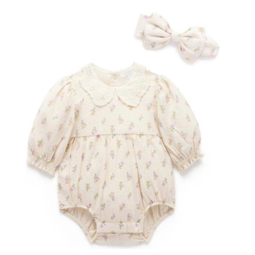 Gathered Bodysuit & Headband Primrose Print - Purebaby | Maisonette