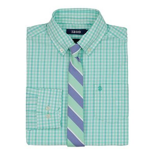 Boys 4-20 IZOD Long Sleeve Stretch Solid Poplin Shirt & Tie Set