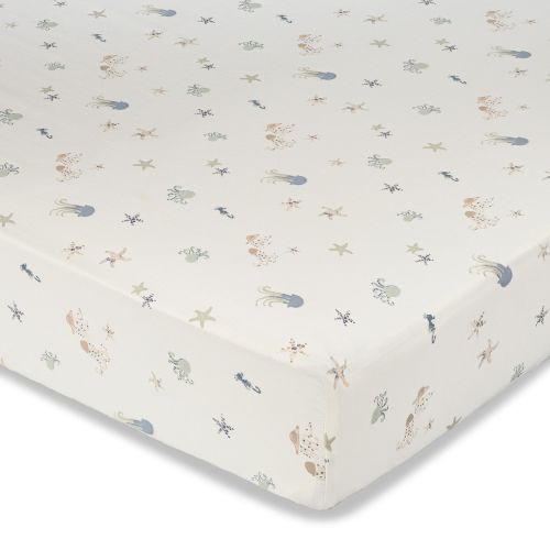 Cove Muslin Cotton Crib Sheet - Sea LIfe Pattern | Crane Baby
