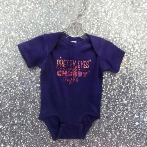 Pretty Eyes Chubby Thighs Baby One Piece, Holographic Funny Infant Bod – Quite Like Home