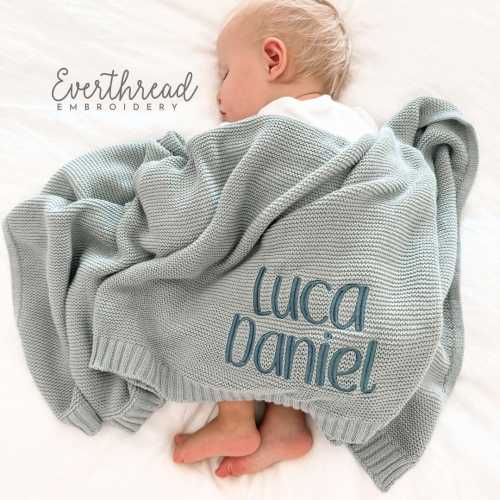 Embroidered Baby Blanket, Personalized Baby Blanket, Cozy Soft Cotton Knit Custom Name Blanket, Baby Gift Gift for Newborns Baby Shower Gift