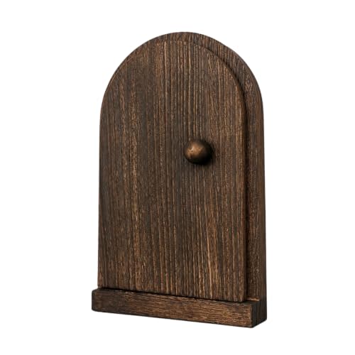 Self-Adhesive Fairy Door Outlet Cover, Self-Closing, 7.87-Inch Wood | Creative Wooden Cover that Conceals Wall Plates, Duplex Outlets, Switches, Stains&Wall Holes – Elf Door Wall Decor that Opens