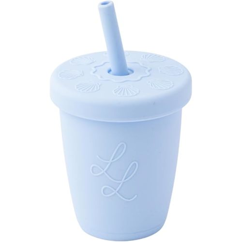 Nontoxic Silicone Straw Cup - European LFGB-Certified Nontoxic Silicone - BPA & PFAS Free - Secure Snap-Fit Lid - Easy to Clean and Dishwasher Safe - (4.5 oz) (Blue)