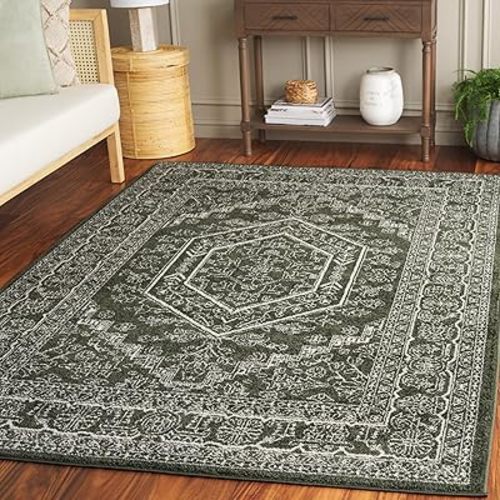 SAFAVIEH Area Rug 8x10 - Adirondack Collection - Large - Dark Green & Ivory, Oriental Medallion Design, Non-Shedding & Easy to Clean, Ideal for Living Room, Bedroom, Dining Space (ADR108Y)