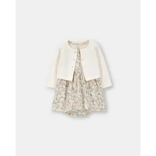 Baby Girl Floral Cardigan Dress Set - Cream | Carter's