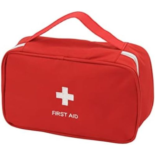 Portable Empty First Aid Kit Bag, Travel Medicine Pouch, Small Medical Bag (Red)