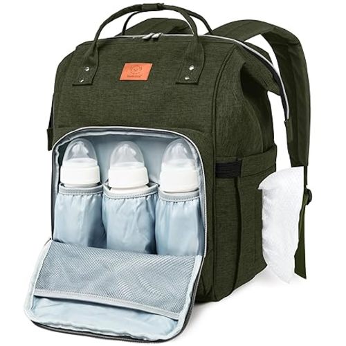 KeaBabies Large Diaper Bag Backpack - Baby Bag for Mom, Dad, Waterproof Multi Function Travel Diaper Backpack with Changing Pad, Durable Travel Essentials for Baby Girls, Boys (Coffee Brown)