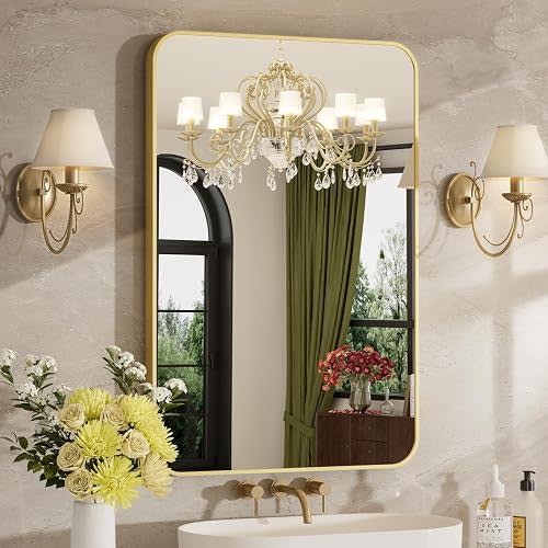 16"x20" Bathroom Mirror for Over Sink, Brushed Gold Rectangle Vanity Mirror