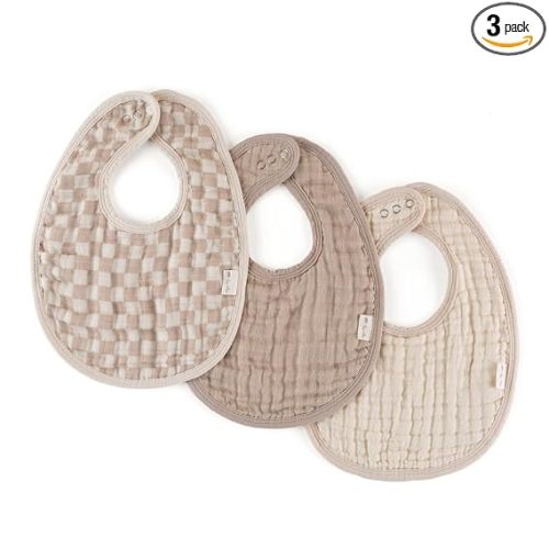 Itzy Ritzy Baby Bibs Set of 3, Ultra-Soft Cotton Muslin Bibs (Checkerboard)