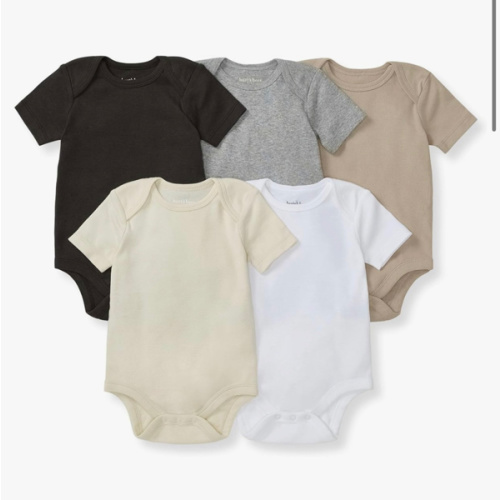 Burt's Bees Baby Bodysuits, Short Sleeve and Long Sleeve One-Pieces, 100% Organic Cotton, Pack of 5