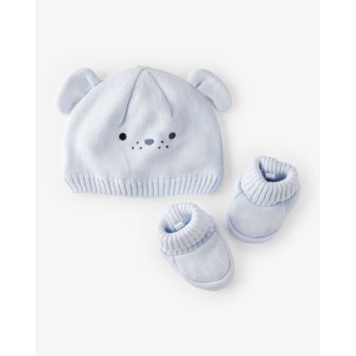 Baby 2-Piece Puppy Crochet Booties & Hat - Blue - Carter's | Carter's
