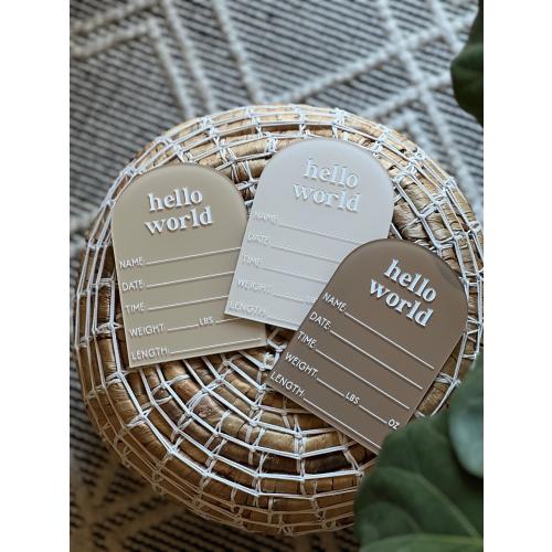 Personalized Hello World Baby Stat Sign, Acrylic Hospital Birth Stat Sign, Birth Announcement, Newborn Photo Prop, Baby Keepsake Gift
