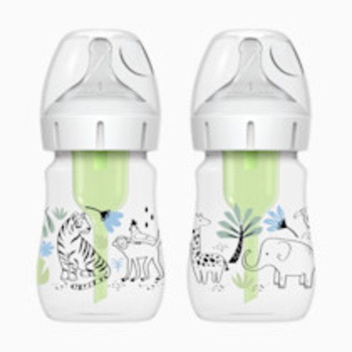 Dr. Brown's Anti-colic Options+ Wide-Neck Baby Bottle, 5oz (2 Pack) - Jungle Designs, 5 Oz
