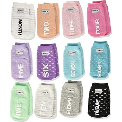 Trumpette Baby Girls Sock Set-12 Pairs, Milestone Months/Assorted Colors