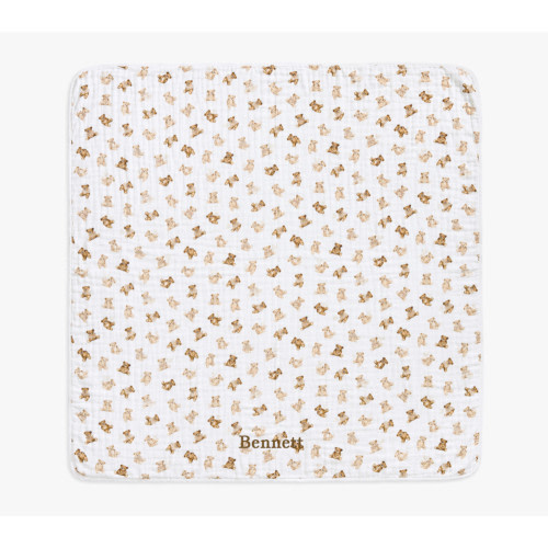 Teddy Bear Oversized Organic Muslin Baby Blanket