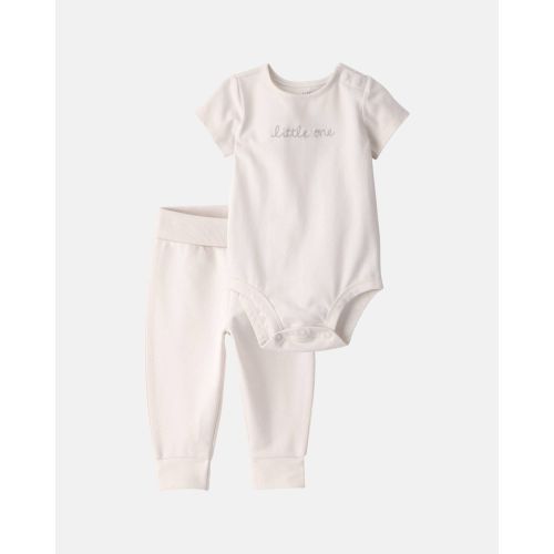 Baby Girl 2-Piece Organic Cotton 'Little One' Bodysuit & Pant Set - Little Planet | Carter's