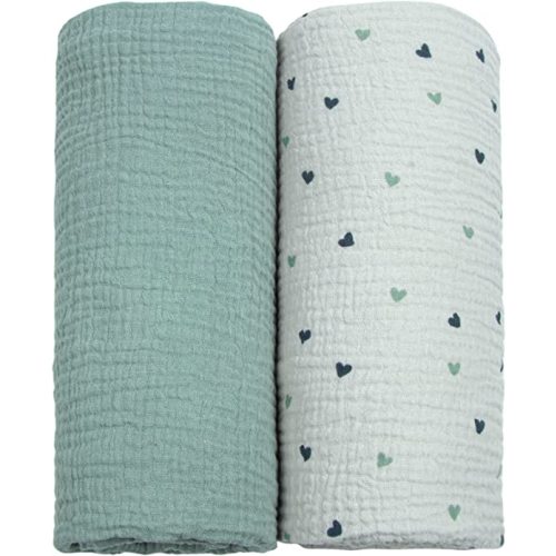 Lulu moon Muslin Swaddle Blanket Baby Receiving Blankets Neutral, 2 Pack, Sage