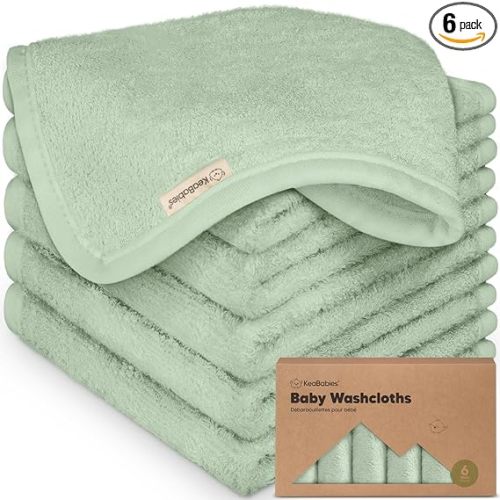 6-Pack Baby Washcloths – Soft Absorbent Viscose from Bamboo Washcloths for Face, Body, Baby Towels for Newborn, Kids, Toddlers, Infant, Gentle on Sensitive Skin, 10x10 Reusable Face Towels (Pistachio)