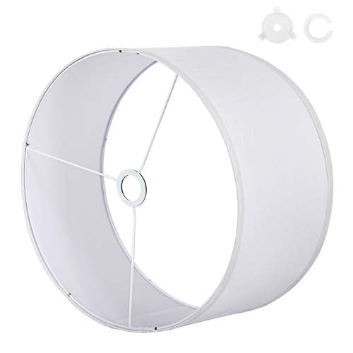 OUTON Large Drum Lamp Shades for Floor Lamps, 16" Top x 16" Bottom x 9" High, Easy to Assemble, Replacement Linen Lampshades for Table Lamps & Bedside Lamps (1.65" Spider), White