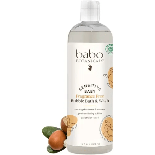 Babo Botanicals Sensitive Baby Fragrance-Free 2-in-1 Bubble Bath & Wash - Shea Butter, Calendula & Oat - Vegan - EWG Verified - For Babies & Kids