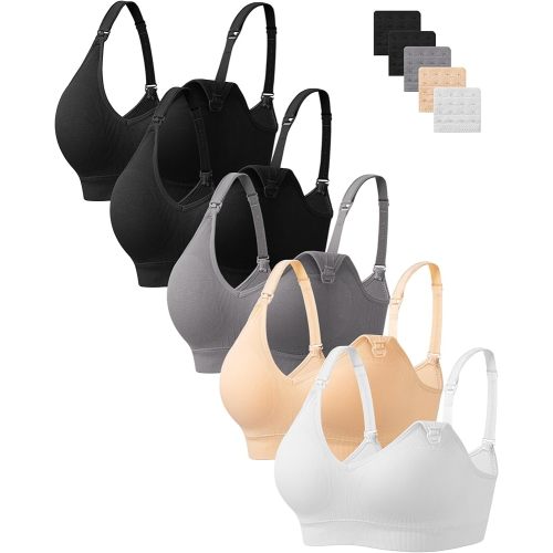 HBselect Nursing Bras for Breastfeeding Women Maternity Bras Seamless Wireless Pregnancy Sleep Bra with Bra Extenders