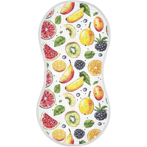 vvfelixl Muslin Burp Cloths Hand-Painted Fruit Baby Washcloths for Baby Girl Boys 2 Pack