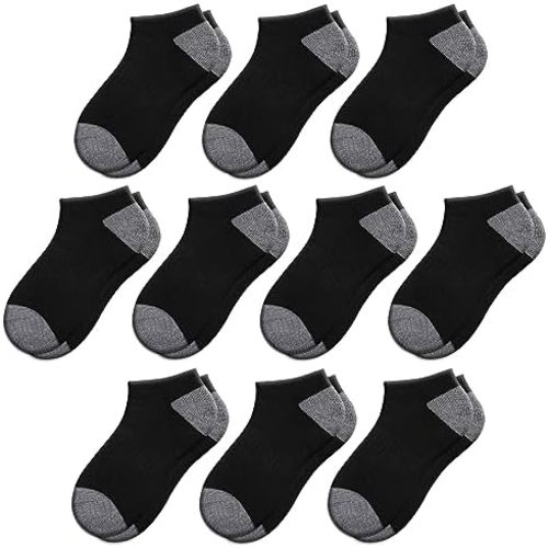 Comfoex 10 Pairs Boys Socks 4-6 6-8 8-10 Years Old Low Cut Ankle Athletic Socks For Kids Short Half Cushioned Socks