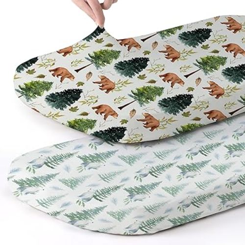 Stretch Fitted Bassinet Sheet Set BROLEX 2 Pack Cradle Sheets for Bassinet Pad/Mattress,Unisex Boys Girls,Ultra Soft,Brown Polar Bears