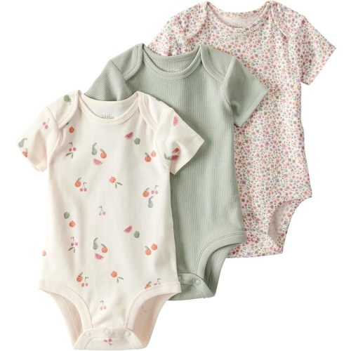 little planet by carter's Unisex Baby 3-pack Short Sleeve Bodysuits Made With Organic Cotton