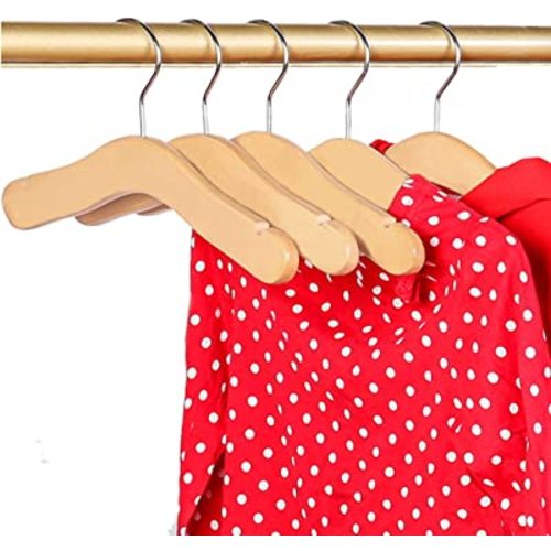 10pcs Children's Wooden Hangers - Natural Wooden Kids Coat Hangers (9.4 inches) for Baby Clothes Closet
