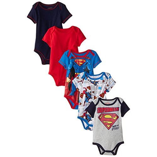 Warner Bros. Baby Newborn Boy Five-Pack Superman Bodysuits