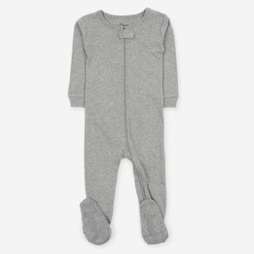 Leveret Footed Cotton Pajamas Solid Light Gray 18-24 Month