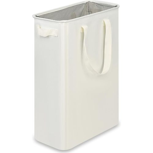 efluky Slim Laundry Basket, Narrow Laundry Hamper with Handles, Collapsible Dirty Clothes Hamper, Tall Laundry Bin for Laundry Room, Dorm and Bedroom, 12.7 Gallons(48L) Beige