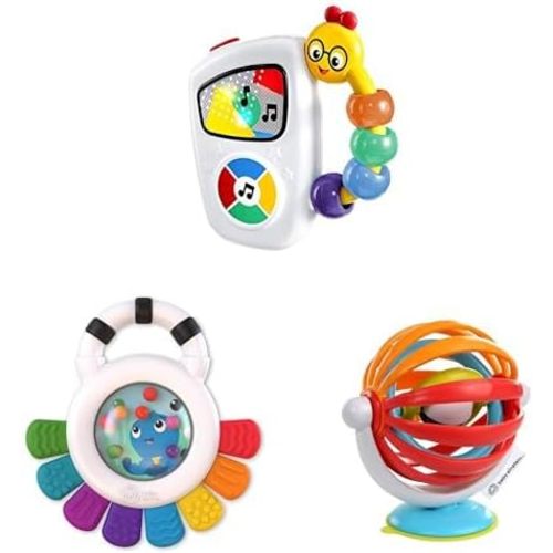 Baby Einstein Musical & Sensory Play Collection – Take Along Tunes, Opus The Octopus Rattle & Teether, and Sticky Spinner High Chair Toy (Ages 3+ Months)