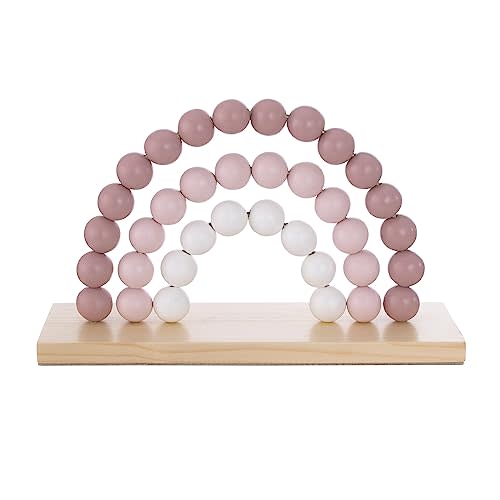 NoJo Little Love Rainbow Shelfie Pink and Ivory Natural Wood Bead Nursery Décor