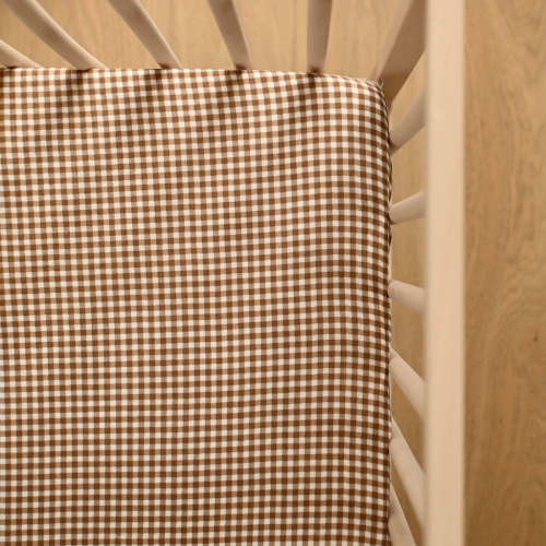 Minika - Crepe standard crib sheet - Vichy brown