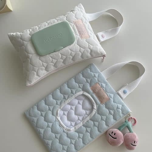 Eileithyia Wipe Dispenser Baby Wipes Dispenser Container Soft Quilted Baby Wipe Holder Portable Travel Diaper and Wipes Pouch Bag