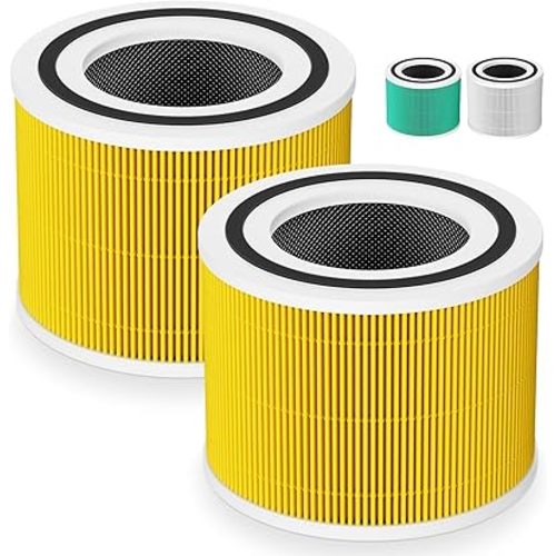 Core 300 Pet Care Replacement Filter for LEVOIT Core 300/ Core 300S/ Core 300-P/Core 300S-P/Core P350 Air Purifi-ers, 3-IN-1 H13 True HEPA Filter, Compared to Part# Core 300-RF, Yellow (2 Pack)